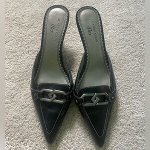 Anne Klein Black Mule Slip On Heels